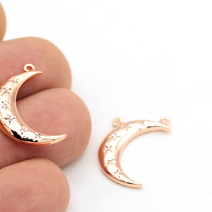 1 pcs,(6x23mm)Rose Gold Plated Moon Charms , Pave Moon Charms , Cz Pave Moon , Moon Necklace,Zirconia Moon ZRC-10