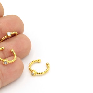 1pcs(16mm)24k Shiny Gold Ball Ear Cuff, Cartilage Ear Cuff, Zircon Ear Cuff, Thick Ear Cuff, Cartilage Earrings,Gold Ear Cuff  KP-111
