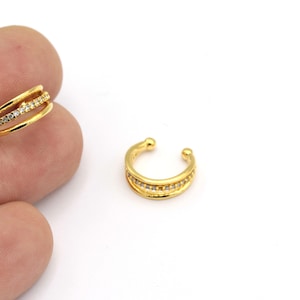 24k Bracciale auricolare stony placcato oro, auricolare, cuffe auricolare minimalista, cuffe auricolare Dainty, cuffia auricolare cerchio, orecchini cartilagine, 1pcs (15 mm), KP-293