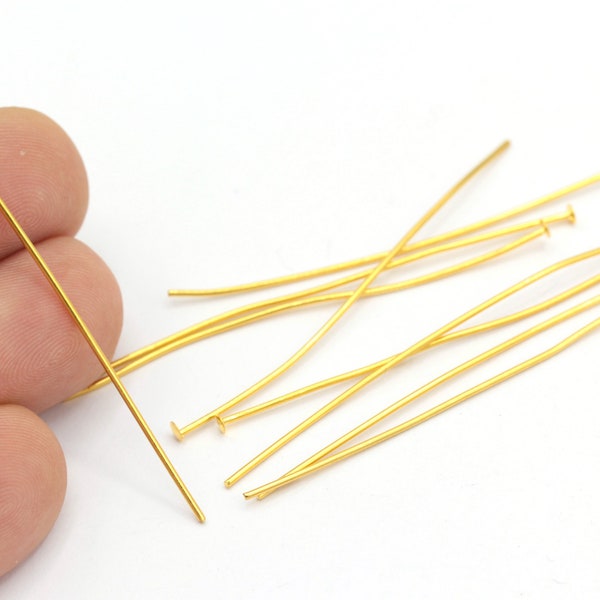 0.8x60mm- 24k Gold Plated Head Pin, Jewelry Making, Head Pin, Whosale Supplier, Jewelry Findings, 25 Pcs, ALT-583