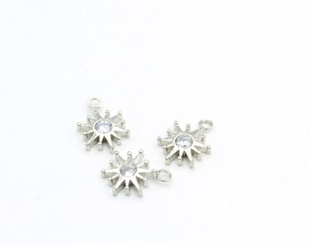 Silver Plated North Star Pendant, Pave Charms , Micro Pave North Star , Cz Jewelry, Cubic Zirconia, 1pcs(10x14mm)  ZRC-83