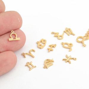 24k Gold Plated Zodiac Charms, Astrology Pendant, Horoscope Pendant, Astrology Symbol Charms, Horoscope Jewelry Making Supply, ALT-1420