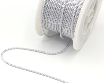 Corde de coton gris, cordon de coton, cordon de macreme, cordon tordu pour rembourrage, cordes colorées, gros, cordons de bijoux, 2mm, (2 mètres), TSS-16