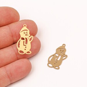 Rohe Messing Laser geschnitten Schneemann Charms, rohe Messing Schneemann Schmuck, Laser geschnitten Winter Halskette, Schneemann Anhänger, 1 Stück, 18 x 31 mm, HM-554
