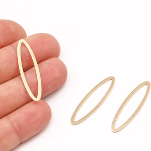 4 Pcs Raw Brass Oval Pendant, Oval Connector, Hollow Oval Earrings, Blank Oval Connector, Jewelry Supplies, DIY Jewelry Making, HM-219
