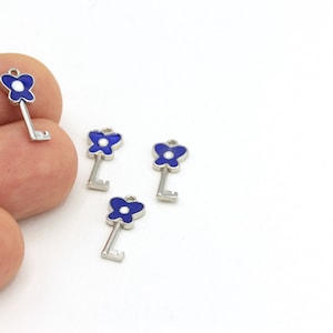 Guitar Charms, Guitar Necklace Parts, Rhodium Plated Guitar Charm, Guitar Earring Charms, Enamel Key Jewelry   (7.5x17mm)1 Pcs  SLV-94