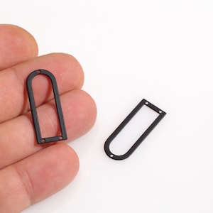 Connecteur en forme de D plaqué noir, breloque en forme de D arche, boucle d&#39;oreille en forme de D, boucle d&#39;oreille en forme de goutte d&#39;eau ouverte, breloque en forme de U ouvert, fabrication DIY, LZ-773-6