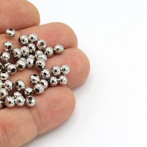 5mm Silver Plated Beads,Spacer Beads,Hollow Beads,Tiny Spacer Beads,Bracelet Beads,Round Beads, Silver Plated Findings  SLV-35