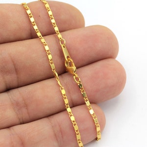 Matt Gold Plated Ready Necklace Chain, Matt Gold Plated Bar Chains, Soldered Chains, Foot Chain,16&quot;-17&quot;-18&quot;-20&quot;-22&quot;-25&quot;(1.6x5mm)  ZNC-54