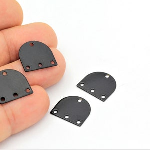 Black Plated Brass Half Moon, Black Plated Brass, Tear Drop, Black Teardrop, Stamping Tag, Blank Black with 4 loops, ,4 pcs,(16x17mm) SYH-31