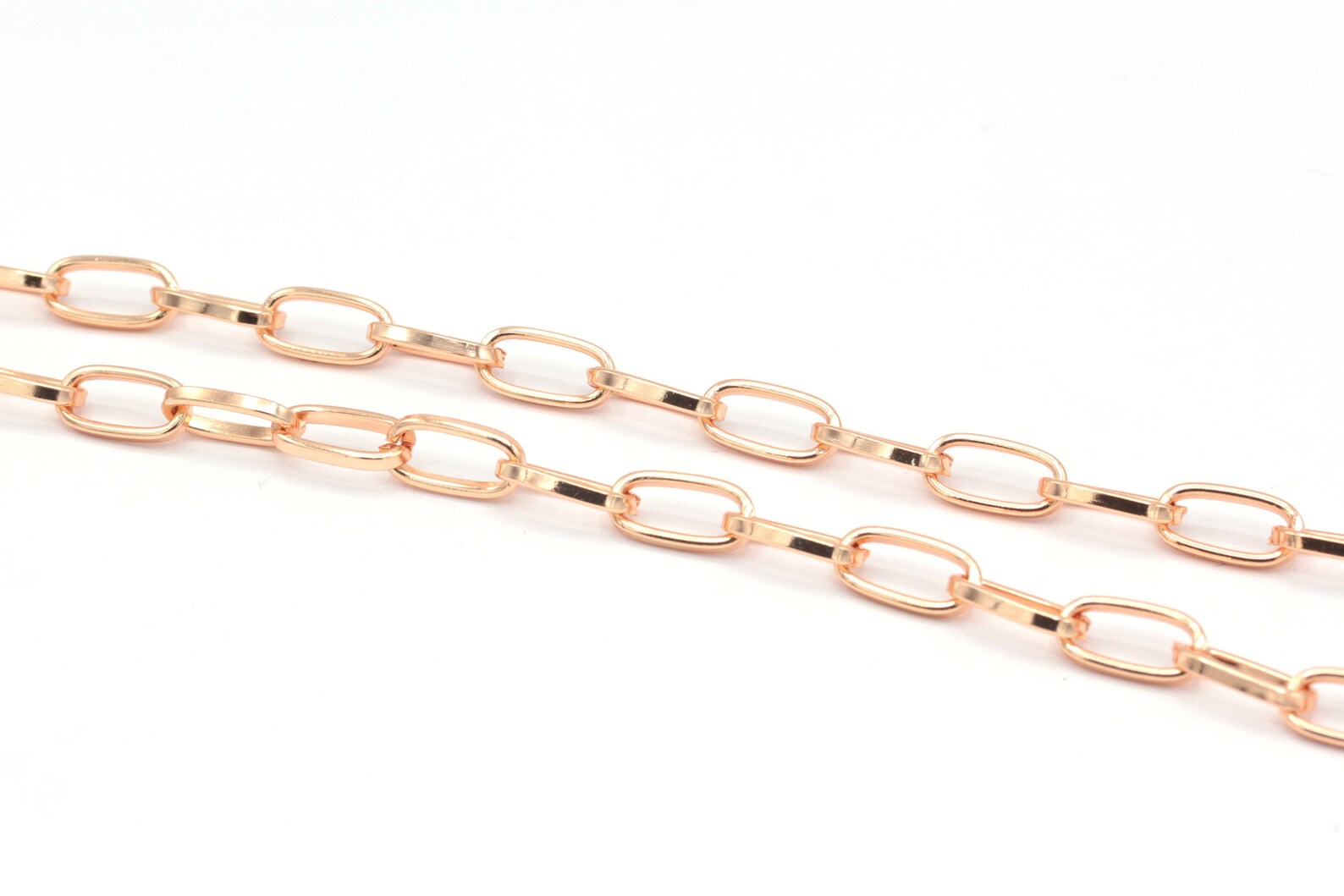 Rose Gold Plated Oval Chains Necklace Chains Oval Rolo Etsy UK