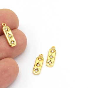 North Star Charms, Cz North Star Jewelry, 24k Shiny Gold Plated Mikro Pave North Star Pendant, North Star Necklace, 1 Pcs, (6x18mm), ZRC-290