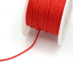 Red Cotton Rope , Cotton Cord, Macreme Cord, Twisted Cord for Upholstery, Colored Ropes, Wholesale, Jewelry cords, 2mm, (2 Meters),TSS-20