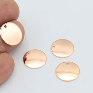 16mm Rose Gold Plated Round Charms, Coins Jewelry, Circle Charms, Rose Gold Plated Round Disc , Circle Connector, 5 Pcs, ROS-374