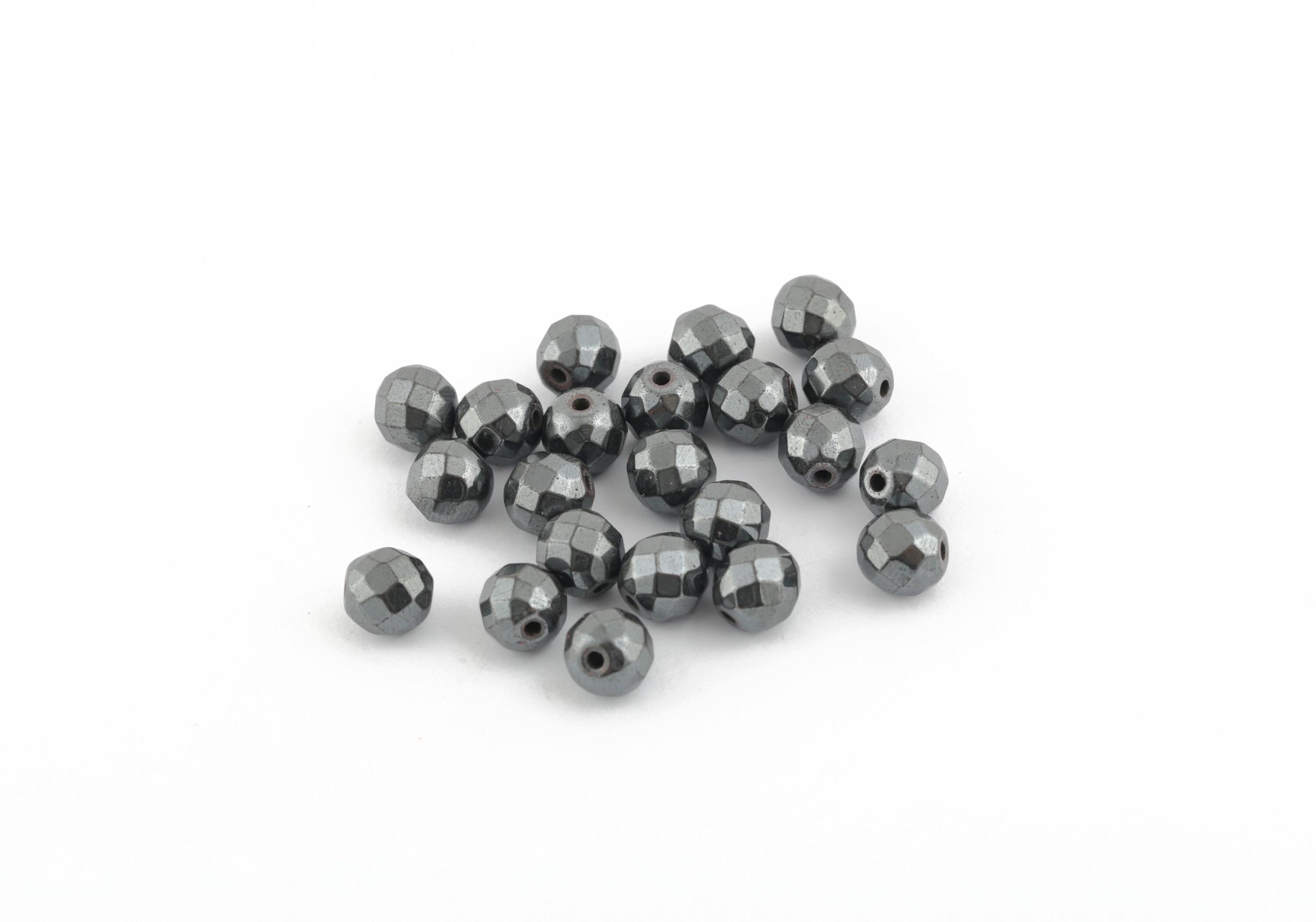 Bracciale in ematite naturale sfaccettata e sfere di argento 925