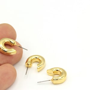 2pcs(16mm)24k Gold Plated Earrings Hoop , Circle Earrings , Hoops Earrings, Gold Plated Earrings,Earring Findings  KP-11