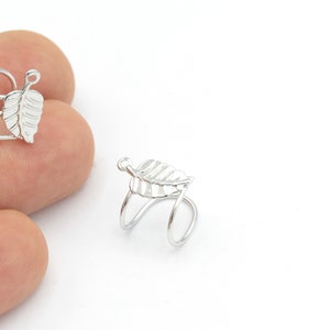 Silver Plated Leaf Ear Cuff, Leaf Ear Cuff, Tightening Ear Cuff, Thick Ear Cuff, Cartilage Earrings,1Pcs(15mm), KP-232