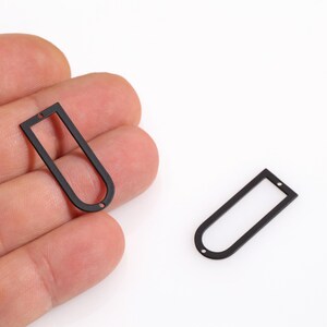 Connecteur en forme de D plaqué noir, breloque en forme de D arche, boucle d&#39;oreille en forme de D, boucle d&#39;oreille en forme de larme ouverte, breloque en forme de U ouvert, fabrication DIY, LZ-769-6