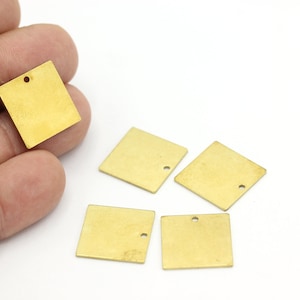 18x18mm Raw Brass Square Charms, Raw Brass Square Bar Pendant, Brass Square Jewelry, Earring Findings, 3Pcs, HM-496