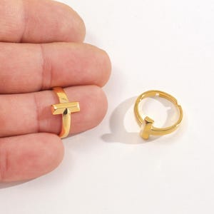 Vergulde verstelbare T-ring, geometrische stapelring, delicate sieraden, moderne statementring voor vrouwen, ALT-1495