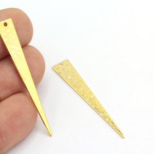 24k Gold Plated Triangle Charms, Triangle Necklace, Triangle Blanks, Hammered Triangle Earrings, Triangle Pendant, 2Pcs,(8x50mm),ALT-571