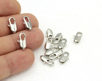 5 Stück,(5x14mm)Versilberter Hummerverschluss, Krallenverschluss, versilberter Hummerverschluss, Kettenende, SLV-476