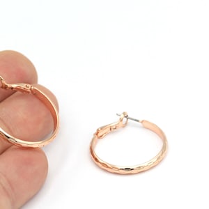 2 pcs(27mm)Rose Gold Plated Earrings Hoop , Hoop Earrings, Brass Earrings, Dangle, Circle, Lock Hoop Earrings  KP-248