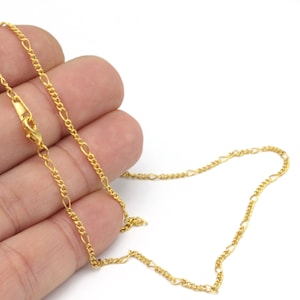24k Gold Plated Dainty Chains, Gold Plated Soldered Chain, Bar Chains, Necklace Chains, Dainty Chains, 16&quot;-17&quot;-18&quot;-20&quot;-22&quot;-25&quot;, ZNC-289