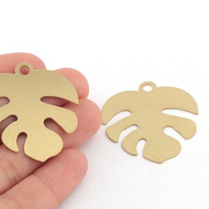 Raw Brass Laser Cut Monstera Leaf Charm, Raw Leaf Pendant, Monstera Leaf Jewelry, Laser Cut Monstera Leaf Earring, 1 Pcs, 33X38mm, HM-605