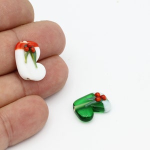 Hand Made Murano Glass Christmas Beads, Murano Socks Beads, Christmas Socks Murano Glass Charms, Glass Findings, Bracelet Beads, GEM-367