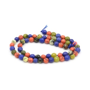 6mm Micro Faceted Natural Beads, Natural Mixed Stone Beads, Gemstone Round Beads, Beading Supplies, Bracelet Making, GEM-72