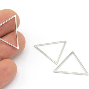 Silver Plated Triangle Charms, Triangle Wire, Triangle Necklace, Hollow Triangle Jewelry, Geometric Charms, 4Pcs,(24x27.5mm)SLV-314