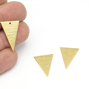 24k Gold Plated Triangle Charms, Textured Triangle Pendant, Textured Triangle Earrings, Geometric Jewelry, 17x25mm, 2 Pcs, ALT-1260