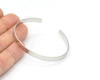 Silver Plated Bangle, Hand Made Bracelet, Adjustable Bracelet, Silver Plated Cuff Bangle, Polished Bracelet, 1 Pcs, (6x155mm), BLZ-14