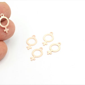 Feminist Venus Symbol, Gender Symbol Necklace, Rose Gold Plated Venus Symbol, Venus Symbol, Necklace Pendant  2pcs(10x17mm) ROS-487