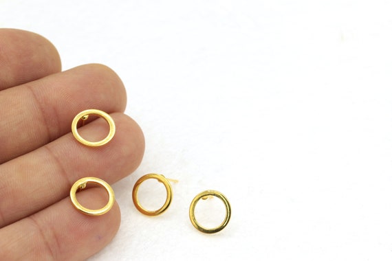 2pcs12mm24k Gold Plated Round Earring Circle Earrings Ear Hoop