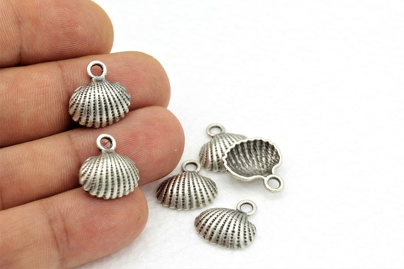 1 pcs 17x20mm Antique Silver Sea Shell Necklace Findings Bracelet Findings Shell Pendant Sea Shell Jewelry ESK 25