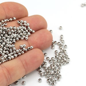 50 pcs,(3mm)Silver Plated Beads,Spacer Beads,Hollow Beads,Tiny Spacer Beads,Bracelet Beads,Round Beads,Silver Plated Findings  SLV-36