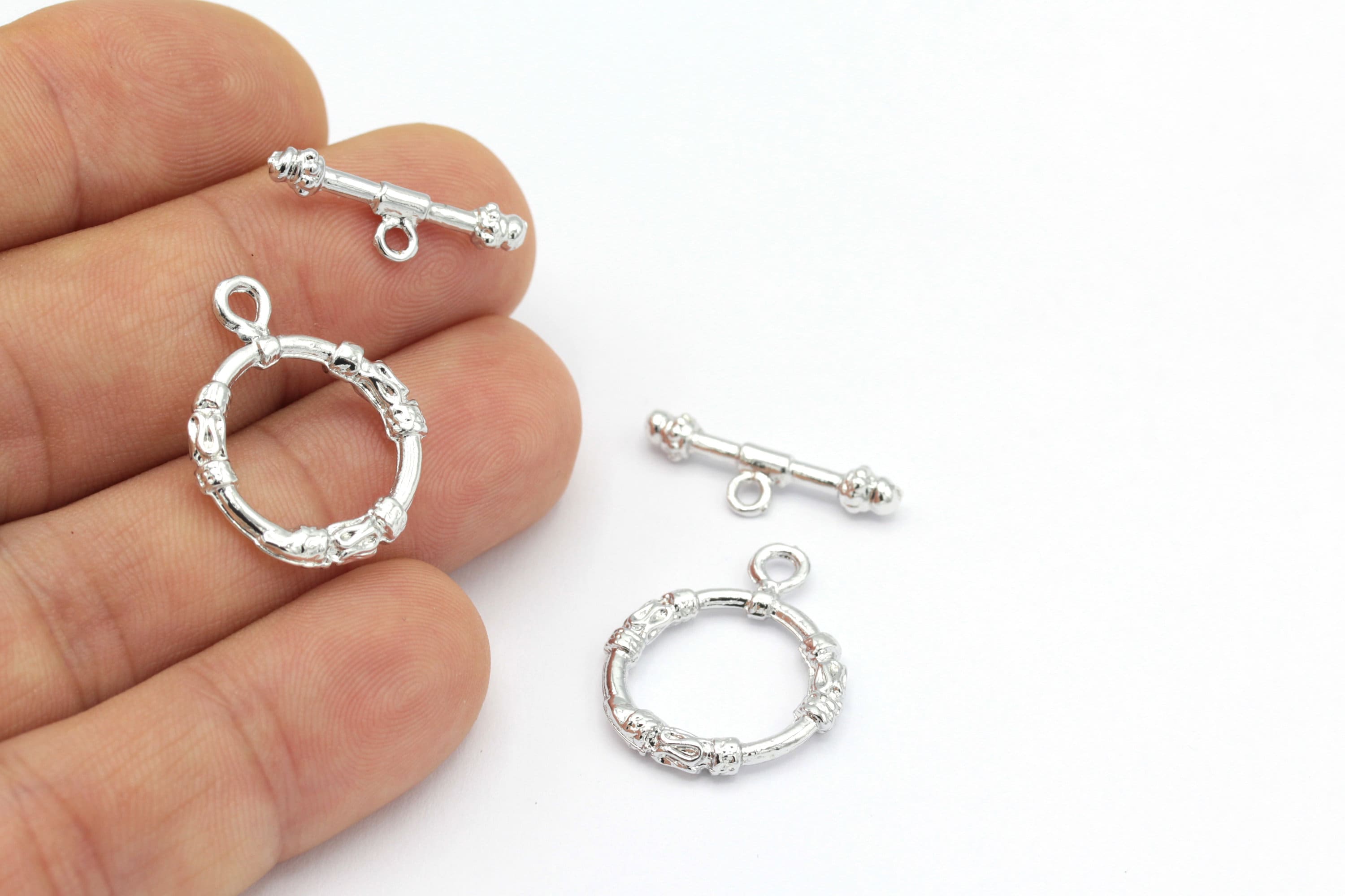 シルバーメッキトグルクラスプ、Tバーロック、ブレスレット留め具 