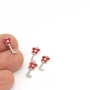 Guitar Charms, Guitar Necklace Parts, Rhodium Plated Guitar Charm, Guitar Earring Charms, Enamel Key Jewelry  (7.5x17mm)1 Pcs  SLV-92