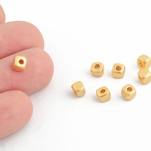 5mm Matt Gold Plated Cube Beads, Spacer Beads, Square Beads, Cube Beads for Jewelry Making, Square Spacer Beads for DIY Crafts, MAT-59