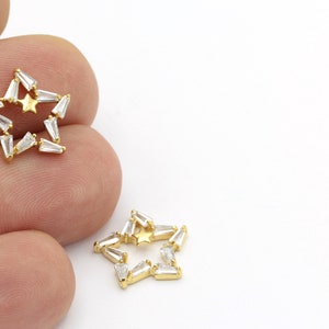 1pcs(14x15mm)24k Gold Plated Star Pendant, Gold Plated Pave Star ,Cubic Zirconia Star, Star Pendant, Earring Findings  ZRC-174