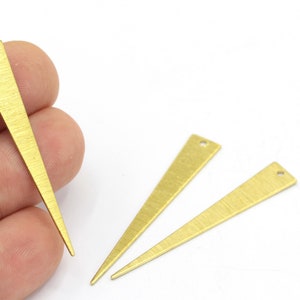 Raw Brass Triangle Charms, Triangle Necklace, Triangle Blanks, Textured Triangle Earrings, Triangle Pendant, 2Pcs,(8x50mm),HM-388