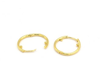 Aro de pendientes chapados en oro de 24k, hallazgos de palanca lisa, pendientes de latón, 24k hallazgos de pendiente chapado en oro, colgadura, círculo, 1pcs, KP-191