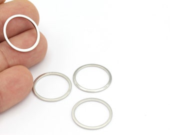 20mm Silver Plated Hoops, Silver Plated Closed Ring, Closed Ring, Circle Connector, Round Charm, 10Pcs, SLV-297