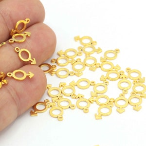 Feminist Venus Symbol, Gender Symbol Necklace, Male Symbol, Venus Symbol, Gold Plated Venus Symbol, Necklace Pendant, 2 pcs(6.5X12mm)ALT-687