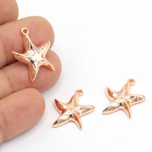 Rose Gold Plated Sea Star Charms, Necklace Pendant, Sea Star Jewelry, Bracelet Finding,Necklace Pendant, 1 Pcs,(19x24mm), ROS-424
