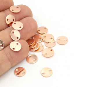 10 mm, 2 Löcher Scheibe Rose Gold vergoldet Scheibe, gestempelt Scheibe, Münzen,, Stempel, Stempel 10 Stück ROS-57