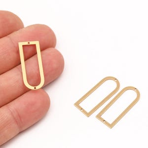 2 Pcs Raw Brass D Shape Charm, D Shape Connector, Open Teardrop Frame Earring, Modern Geometric Charm for DIY Jewelry, DIY Making, LZ-643-6