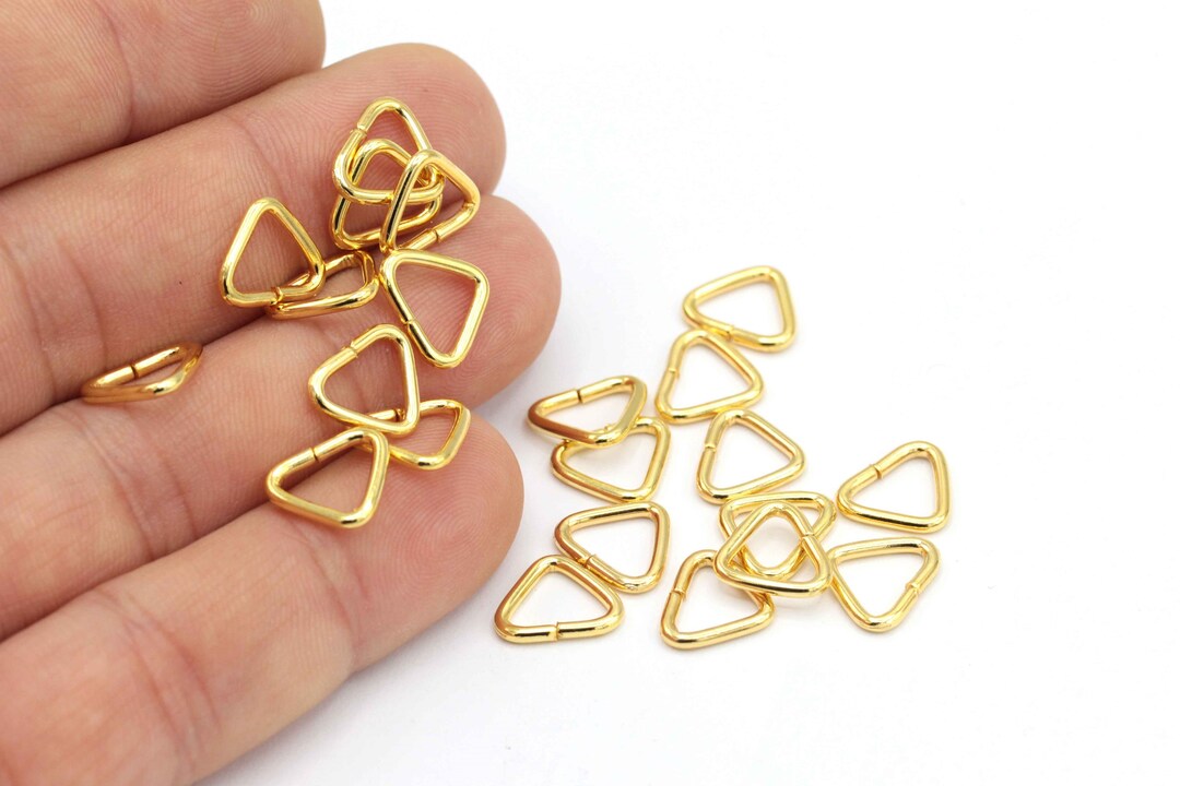 24k Gold Plated Triangle Jump Rings, Jump Rings, Triangle Jump Rings